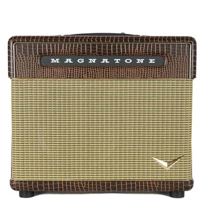 New Magnatone Baby M-80 Combo Brown French Alligator Tolex / Gold Stripe Grill #8783 image 2