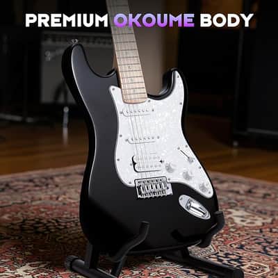 Electric Guitar Set Beginner - 39in Starter Guitar Kit with HSS Pickup Solid Okoume Body Electric Guitar Adults with Amplifier Gig Bag Strap Picks Strings Cable Black image 3
