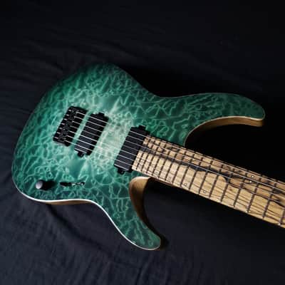 Mayones Aquila Elite S7 26.5" Reverse Headstock 4A QM top, Pale Moon Ebony Fretboard 16", Luminlay Offset Dot Inlays, Black Limba body, Wenge neck, Velvetrone Pickups image 8