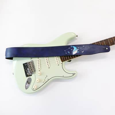 burnyblack custom made guitar strap - whale dark navy image 3