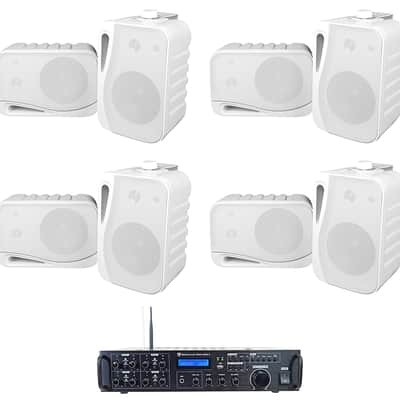 Rockville Rock Zone 8 Ch. Multi Room Home Receiver+(16) White 4" Wall Speakers image 1