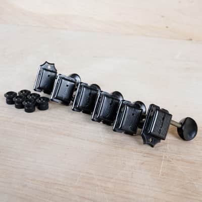 Tokai Deluxe Machine Heads Black 6 in Line Tuners for Stratocaster, Telecaster, GoldStar Sound, Silver Star, Tuners Springy Sounds, ect w/ Bushings image 1