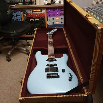RARE Vintage ESP M-I 1988 Ice Blue Banana Hockey Stick Kramer Van Halen Headstock MIJ Super Strat image 3