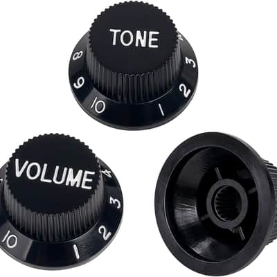 18-Spline Electric Guitar Control Knobs 2 Tone and 1 Volume Knobs Metric 6mm (15/64") Speed Knobs Top Hat for Squier Strat ST Electric Guitars Pack of 3 JT/XN-04 Black image 3