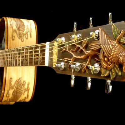 Blueberry Dreadnought Acoustic Steel String Guitar Birds Motif - Hand Made and Hand Carved image 13