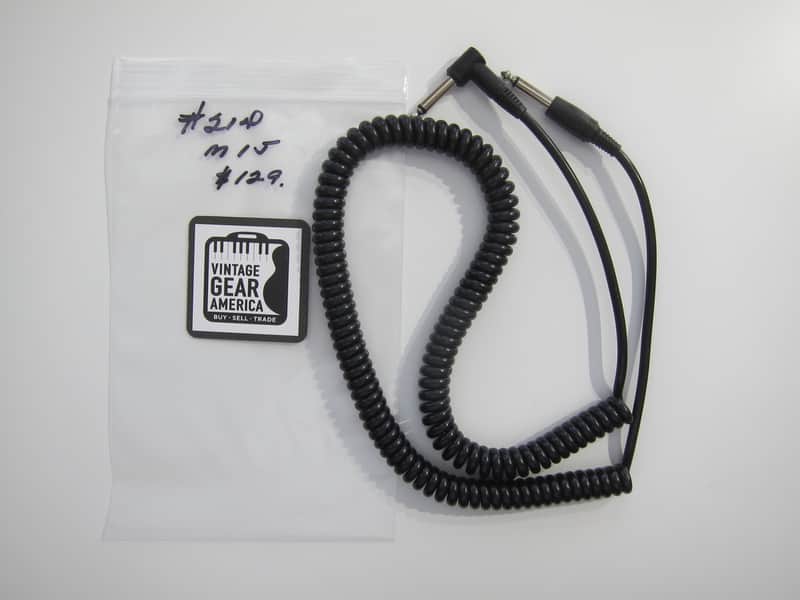 Teisco Del Rey Curly or Coil Cord Guitar Cable MIJ Authentic Vintage Accessory Case Candy Circa-1960s-1970s-Black image 1