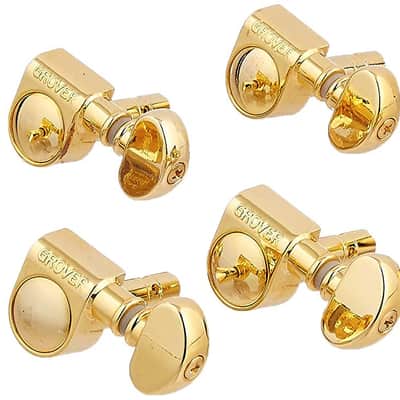 Grover 406G6 Mini Rotomatic Locking Tuners 6 In-Line Gold Finish image 2