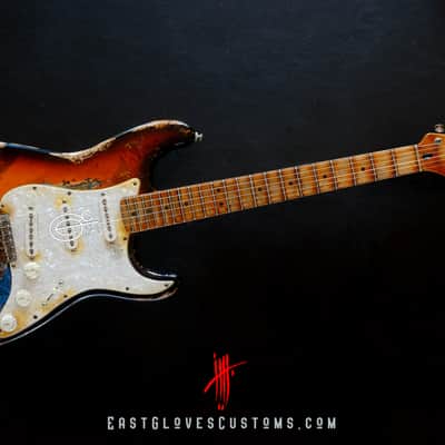 Fender Stratocaster 50th Anniversary Deluxe Series Sunburst Paisley/Pelham Blue Heavy Relic image 16