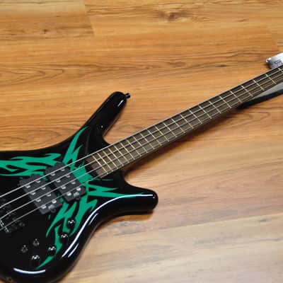 Warwick Corvette $$ Special Edition Tribal Black and Green image 3