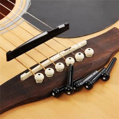 Acoustic Guitar Bridge Pins Set | Ivory and Black Bridge Pegs with Pin Puller Tool | Guitar Replacement Parts image 8