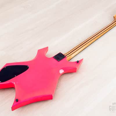 1988 BC Rich Warlock Bass NJ Series II Vintage Double P Fluorescent Pink, Japan image 14