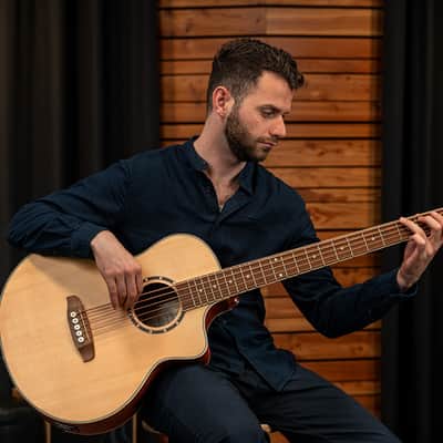 Ortega D7CE-5 Deep Series 7 Spruce Top Mahogany Neck Medium Scale 5-String Acoustic-Electric Bass Guitar image 20