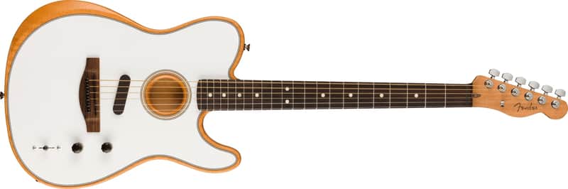 Fender Acoustasonic Player Telecaster Guitar Rosewood Fingerboard, Arctic White with Deluxe Gig Bag image 1