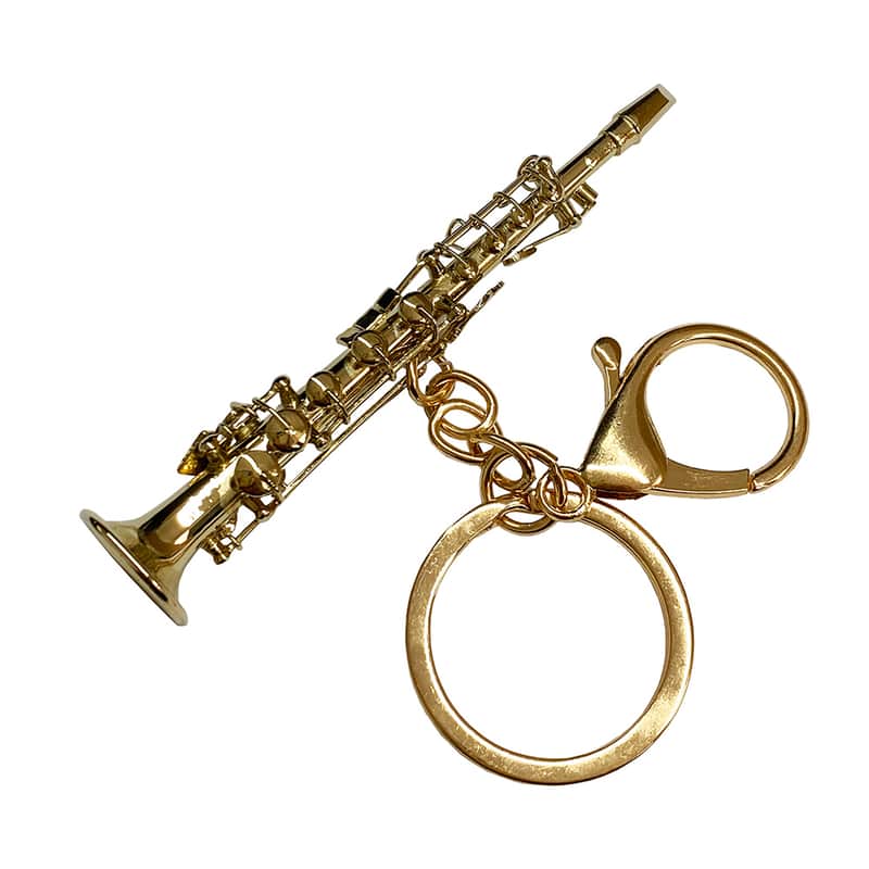 Miniature Soprano Saxophone Keychain, Soprano Sax Model Key Ring, Musical Instrument Gift for Music Lover image 1