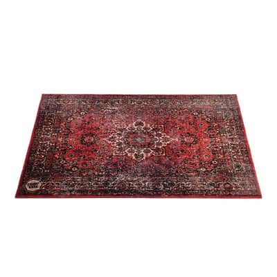 DRUMnBASE Vintage Persian Style Drum Rug 4.26' x 3' Original Red image 1