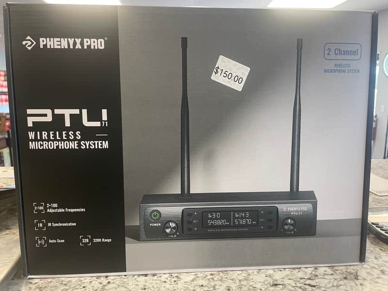 Phenyx Pro PTU-71-1H1B | Dual UHF Wireless Microphone System w/ Auto-Scan image 1