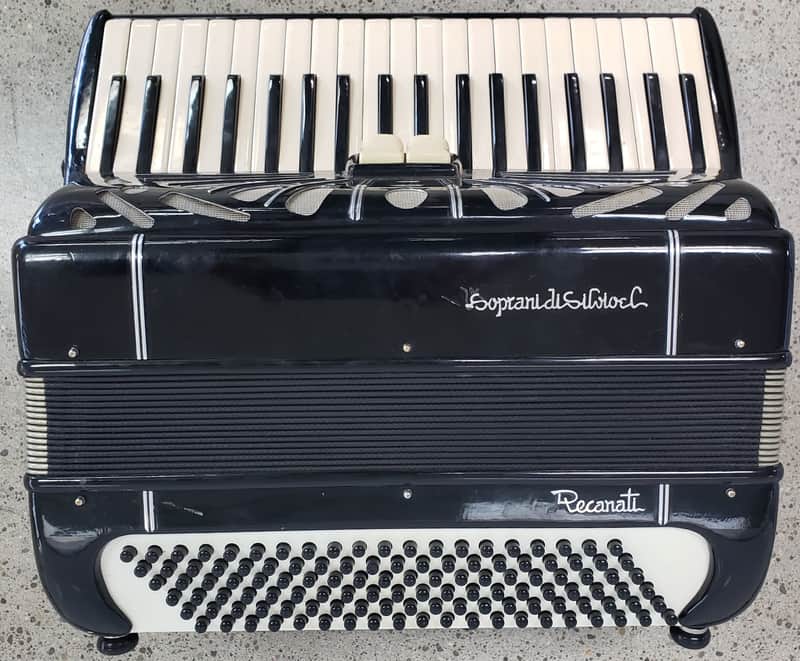 Vintage Recanati V Soprani Di Silvio 80 Bass Accordion - Black