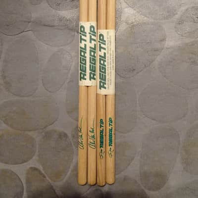 Regal Tip Alex Van Halen signature RARE set 2 pairs 90s - Hickory image 3