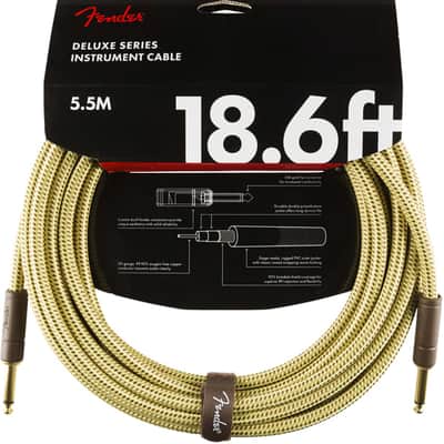 Fender Deluxe TWEED Electric Guitar/Instrument Cable, Straight Ends, 18.6' ft