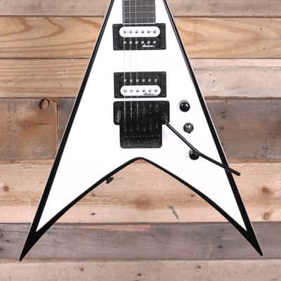 IMC / FU-Tone Custom Jackson King V JS32 Electric Guitar White w/ Black Bevels image 1