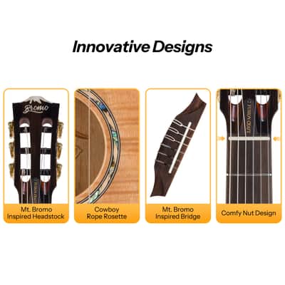 Bromo BEN2C Electric Nylon String Guitar, Thinline Fully Chambered Semi-Hollow Body Slim Neck Dual Pickup Stage Live Performance Fusion Classical Guitar with Hard Case (Natural) image 8