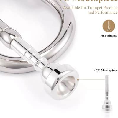 Bb Trumpet – Student / Intermediate Silver Nickel-Plated Concert Trumpet Case & Accessories Kit image 5