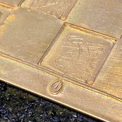 Circa 1980’s Gibson brass templates used for Rick Nielsen of Cheap Trick guitar. Gibson Korina Flying V inlays. image 3