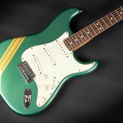 2012 Fender Custom Shop Custom Deluxe Stratocaster - Sherwood Green with Gold Racing Stripes | COA OHSC image 6