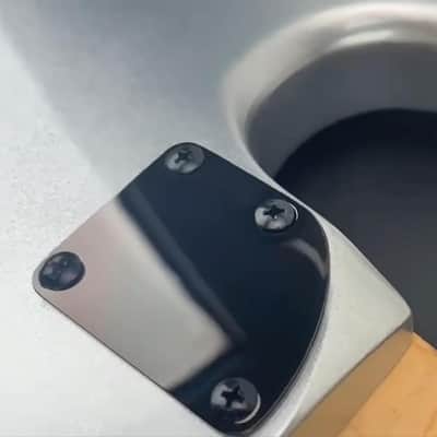 Electric Guitar Curved Neck Plate Stainless Steel Neck Joint Plate Compatible with Strat St Telecaster Tele Electric Bass Guitar Replacement Parts Vacuum Black image 5