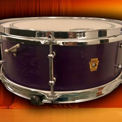Ludwig  Pre-serial No. 491 Pioneer 5x14" 6-Lug  Snare w/ Keystone Badge, in Purple (refinished) image 6