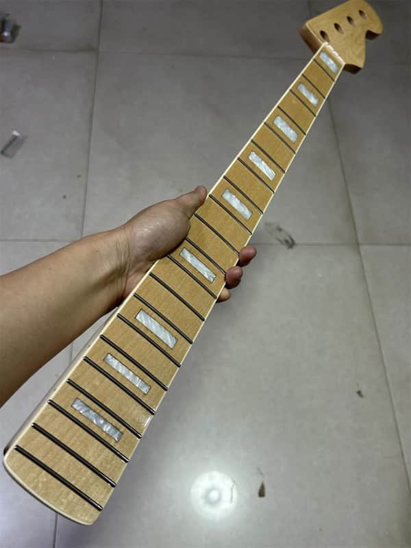 21 fret Maple J BASS guitar neck part Maple Fretboard Block Inlay gloss nut 38mm image 1
