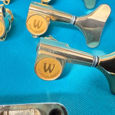 1995 Warwick 5 String Bass Hardware Kit / Set - Bridge, Tuners, Knobs - Gold Custom 3 Knob // LISTING SET #2 image 3
