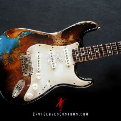 Fender Stratocaster Sunburst Paisley/Pelham Blue Heavy Relic by East Gloves Customs image 2