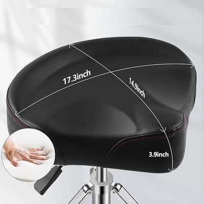 Drum Throne, Heavy Duty Drum Thrones Seat, Adjustable Stool Drum Motorcycle Style Drum Throne Drummer Stool with with Double Braced Anti-Slip Feet Saddle Drum Seat image 3