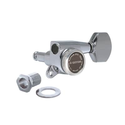 SG381 Magnum Lock Traditional Tuners 6 In Line with Straight-Sided Mini Buttons (Model 07) 16:1 Gear Ratio-Chrome, Left Handed image 2