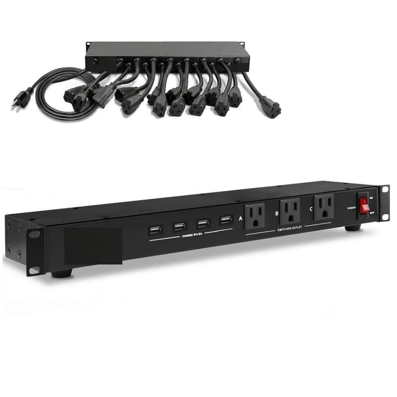 Rack Mount Power Conditioner Strip Supply USB Charging Port image 1
