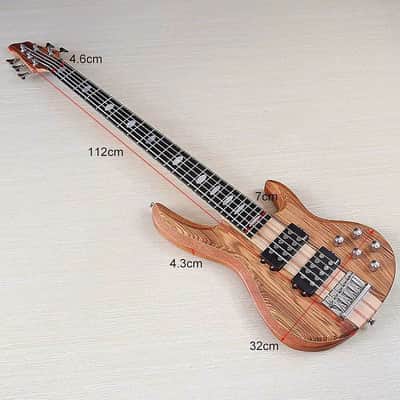 Custom Zebra Wood Top 5 String Electric Bass, Okoume Wood Body, Maple Neck Through, 24 Frets Fingerboard image 2