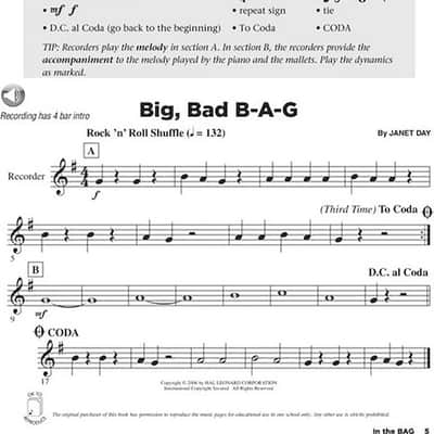 In the B-A-G - Collection of Songs for Recorder Using the Notes B-A-G, A Bild 4