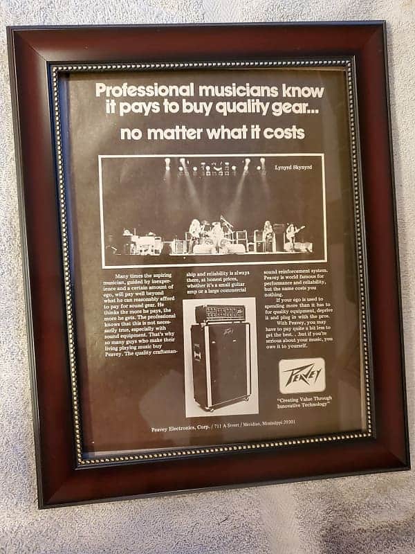 1977 Peavey Amplifiers Promotional Ad Framed Lynyrd Skynyrd Original RARE image 1