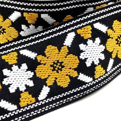 Ace Guitar Strap Vintage Style Yellow and White Flowers Lennon Rooftop image 2