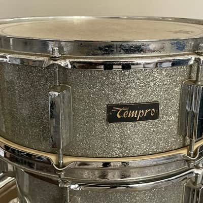 1960’s-1970’s Tempro 3 Piece Drum Kit Silver Sparkle Pearl Stencil Japan 20 / 14 / 12 image 4
