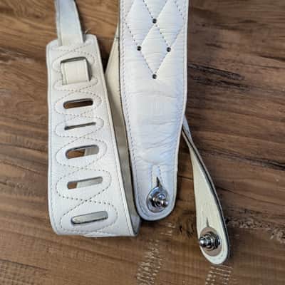 Levy's Leather Guitar Strap 2.5" White With Locks As Pictured NICE Strap! image 1