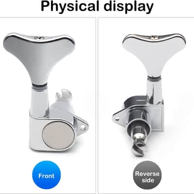 4R Electric Bass Guitar Sealed Tuning Pegs Tuners Machine Heads Tuning Keys/Buttons Guitar Parts Machine Head Tuners for Precision Bass and Jazz Bass (Chrome) image 3