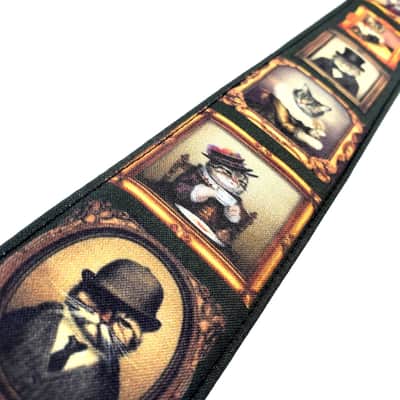 Fancy Cats Guitar Strap - Top Hat Cats Guitar Strap - Tea Time Cats Guitar Strap - Victorian Cats Guitar Strap - Universal Guitar Strap image 3