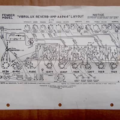 Fender Vibrolux Reverb AA964 Schematic 1963-1968 image 2