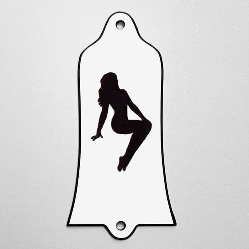 GUITAR TRUSS ROD COVER - Custom Engraved - Fits GIBSON USA - PIN-UP GIRL Pinup Mudflap - BLACK WHITE image 1