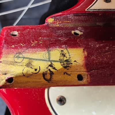 1966 Fender Mustang Bass- Dakota Red, good condition, w/ case image 16