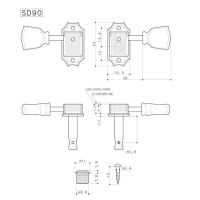NEW - Gotoh Japan SD90 3x3 Ivoroid Keystone Button Guitar Tuners - AGED RELIC NICKEL image 4