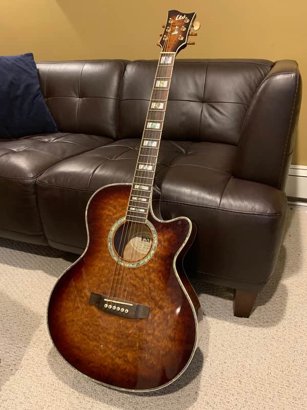 ESP LTD Xtone Acoustic XAC30EQM 2010s Tobacco Sunburst Quilted Maple image 1