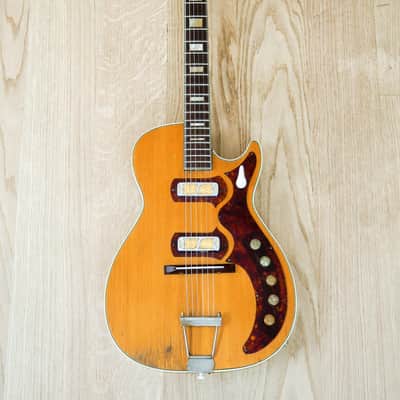 1959 Harmony Stratotone Jupiter H49 Vintage Electric Guitar, DeArmond Gold Foils w/ Tweed Case image 2